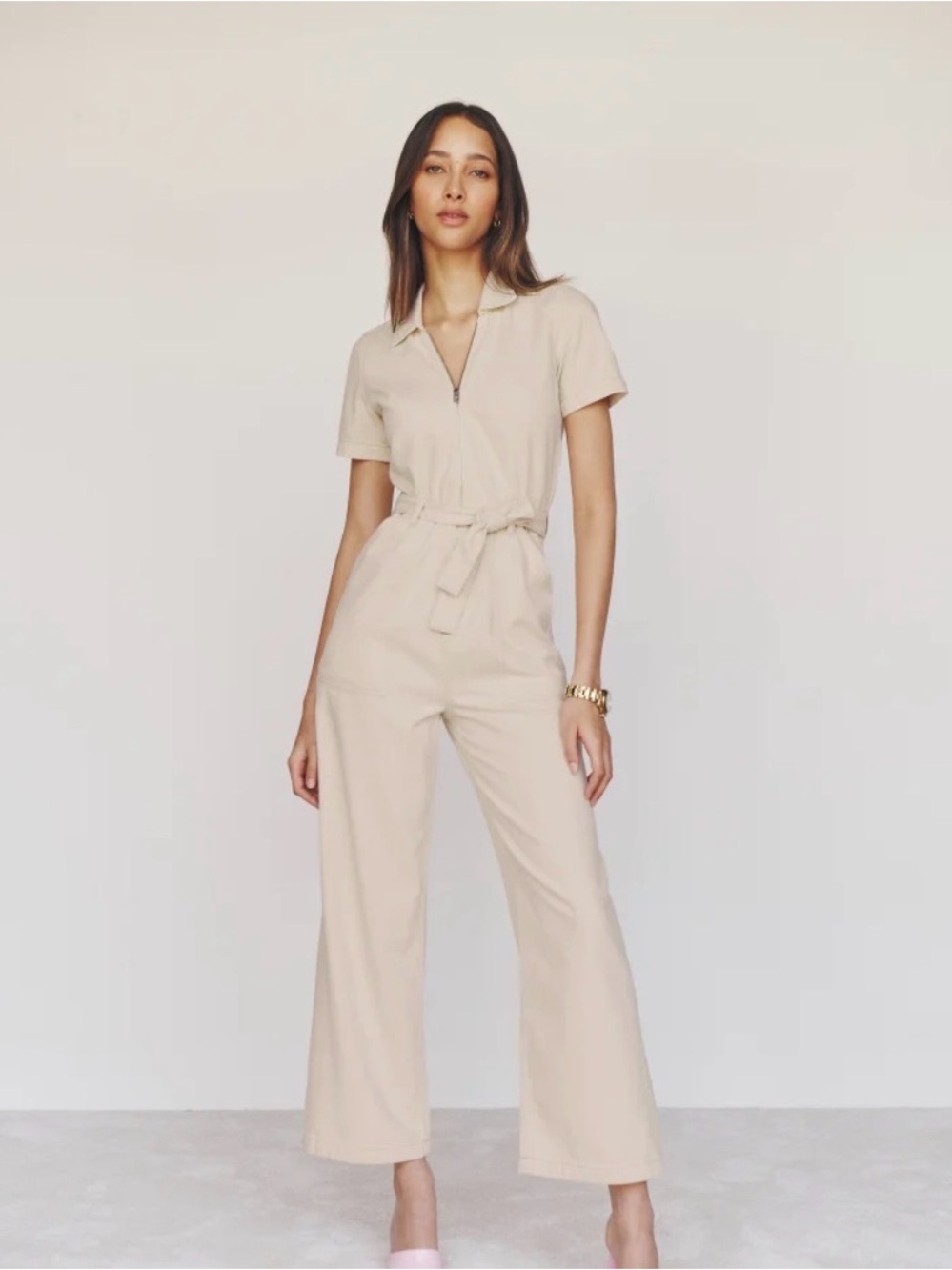 Reformation jeans Cassidy utility denim cream overalls jumpsuit overalls 4 s